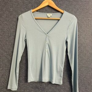J. Crew Light Blue Ribbed Long Sleeve Top size XS